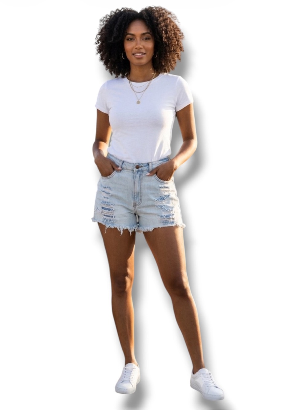 Fashion Nova Jean Shorts Blue Distressed Frayed Ripped Denim Size 11 Waist 30 🍭